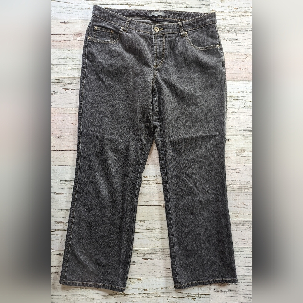 Addition Elle Petite Straight Leg Prima Black Wash Jeans Size 14P